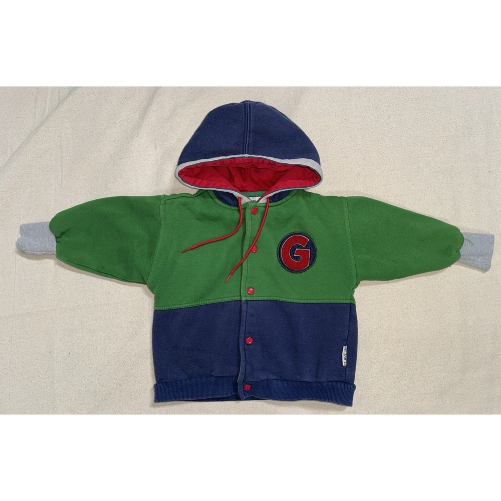 Gymboree‎ Vintage Rainbow Small Colorblock Hoodie Jacket Kids Green Blue Red